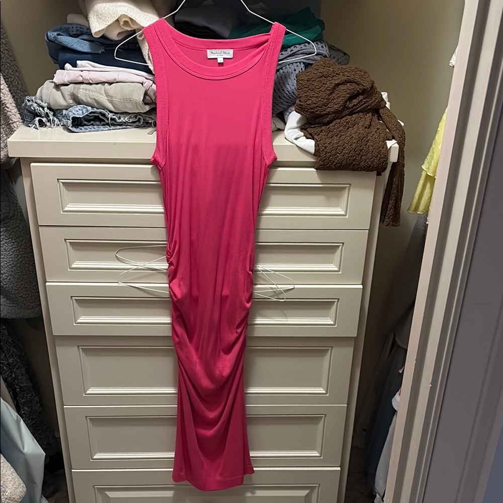 Michael Stars Pink Ruched Bodycon Maxi Dress